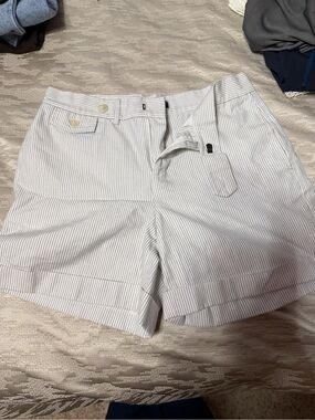 Polo by Ralph Lauren White with Navy Pinstripe Cotton Bermudas